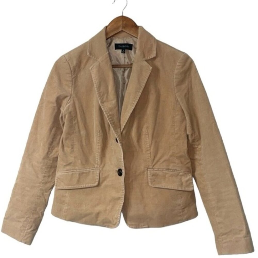 Talbots Tan Brown Corduroy Blazer Jacket Size 6
